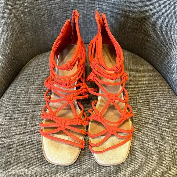 Shoes - Orange Webbed Heels